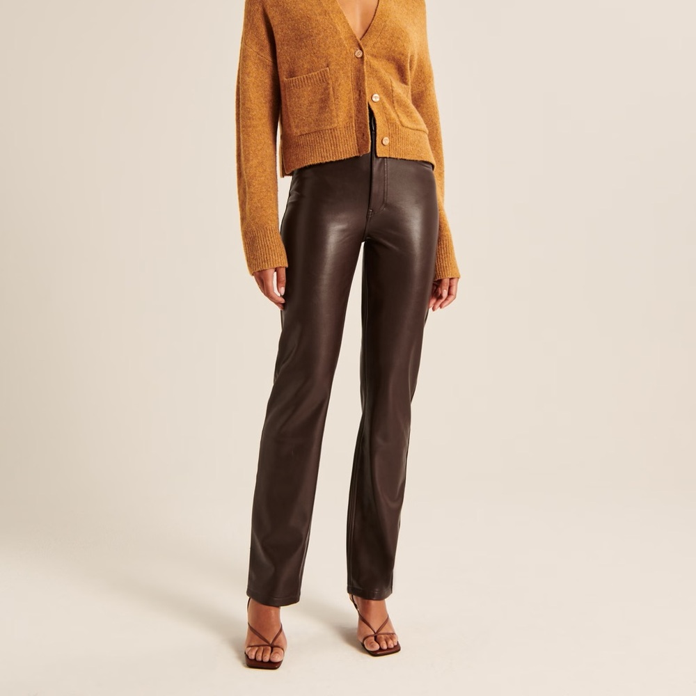 ABERCROMBIE VEGAN LEATHER 90S STRAIGHT PANT HIGH RISE